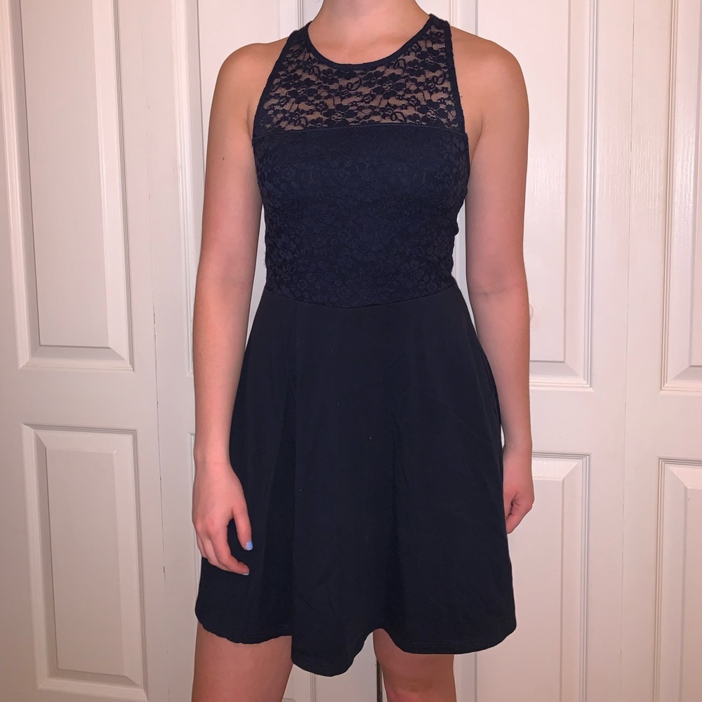 Navy Blue Lace Dress